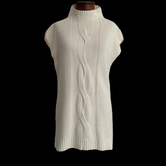 Akris Punto Cashmere Wool Blend Sweater Vest Long L High Neck - Picture 3 of 15